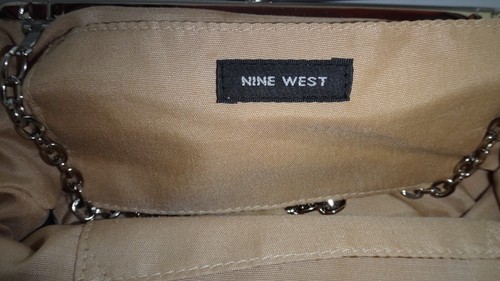 Nine West Red Mix 100% Satin Silk Polka Dot Clutch, Shoulder Bag & Chain Strap - Picture 11 of 14
