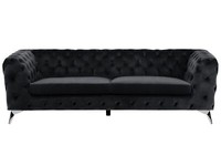 Klassisches Polstersofa Samtstoff Chesterfield Style Schwarz Sotra