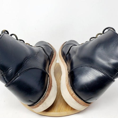 UNMARKED Stiefel Herren 7 Schwarz Leder Schuhe Schnürschuhe Arbeit Kappe Zehe Handarbeit Vibram - Bild 11 von 16