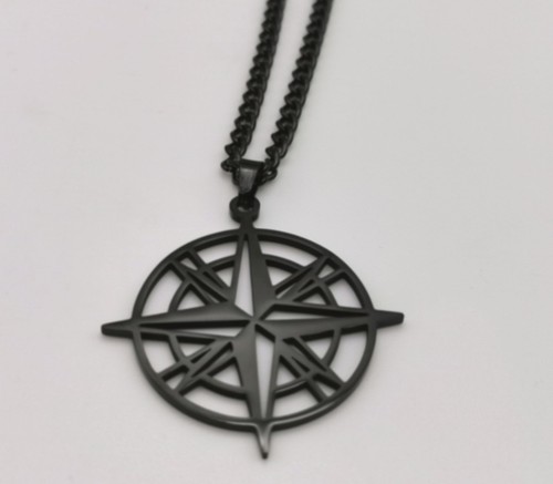 Collana catena pendente la bussola in acciaio colore argento/oro/nero unisex pun - Imagen 8 de 11