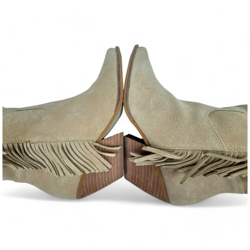 Steve Madden Women's Wolfer Ankle Booties 8M Beige Suede Fringe Cowboy Boots - Picture 10 of 17