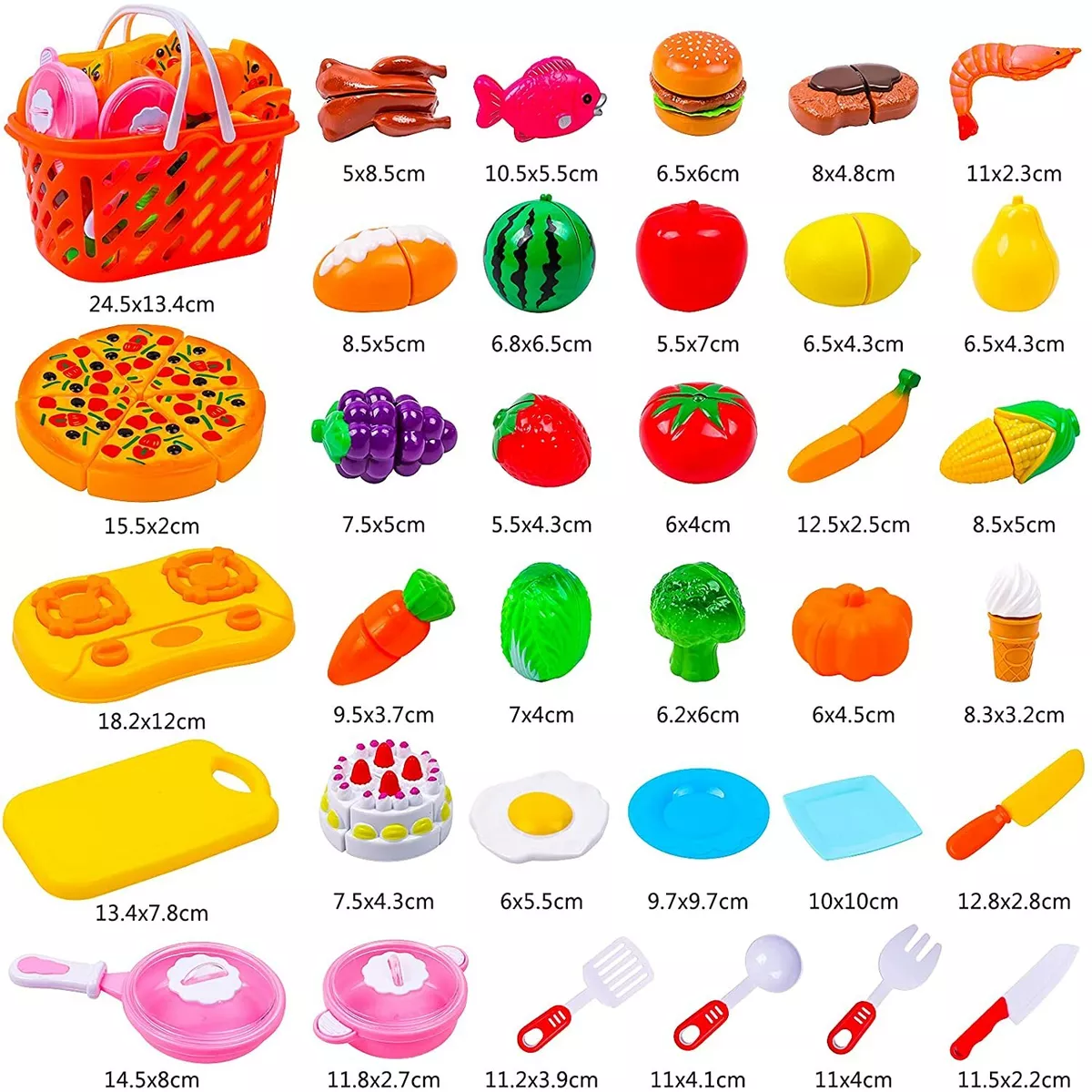 Cutting Pretend Play Food Toys for Kids Kitchen Set Playset Accessories BPA  Free Peel & Cut Toy Food Fruits and Vegetables Toys, Christmas Birthday  Gift for Toddlers Girls Boys Kids Storage Basket 