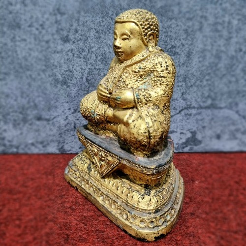 Thai Bronze Gold Buddha Statue Sangkajai, Chinese Fat Buddha, Laughing Buddha - Picture 2 of 12