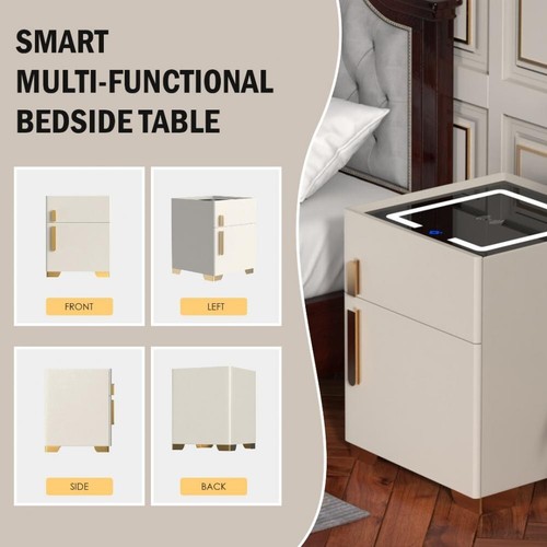 Modern Bluetooth smart bedside table, side table with safe for listening to musi - Picture 9 of 11