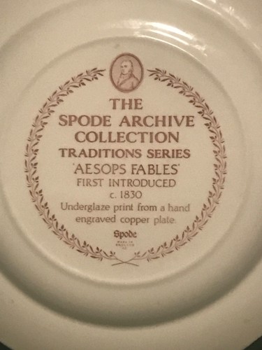 Spode Archivio Collezione Tradizioni Serie Esopo Favole Piatto Leone Inghilterra - Foto 7 di 7