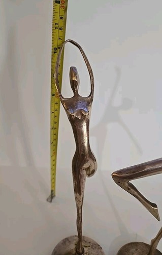 Juego de 2 estatuillas brutalistas bailarinas bailarinas bailarinas de latón MCM hechas en India - Imagen 10 de 10