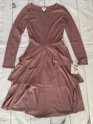 LuLaRoe Georgia abito donna piccolo malva blush rosa vestito a strati manica lunga - Foto 3 di 6