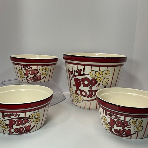 Tabletops Unlimited Popcorn Bowls Set, Ceramic, Movie Night, Snack Bowls - Picture 7 of 21