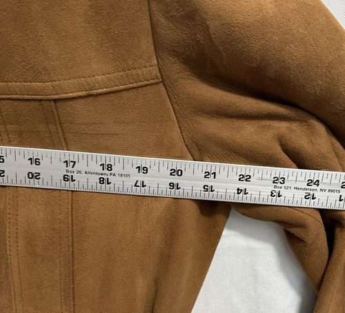 Giacca vintage R. Sherman uomo Rockabilly pelle scamosciata marrone taglia 46 bottoni con cintura - Foto 11 di 11