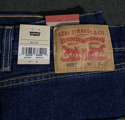 LEVI'S 505 Men's Blue Regular Straight Leg Jeans 56x32 Big & Tall Denim NWT - Picture 2 of 8