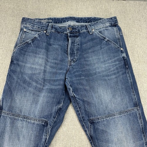 G Star Raw Jeans Mens 35x34 Blue Faeroes Straight Tapered Carpenter Denim - Picture 2 of 12