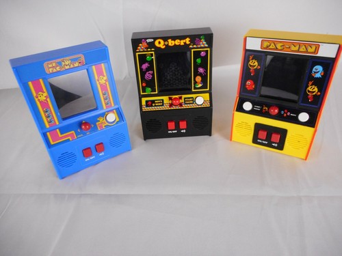 Lot Of 3 Basic Fun Mini Arcade Games Works Pac Man Ms Pac Man Q Bert Ebay