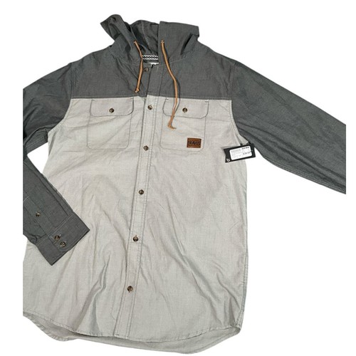 DRAVUS Brand Patterned Hoodie NWT Size Large Gray Button Down Long Sleeve - Picture 7 of 8