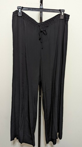 XCVI Women's Plus Black Wide Leg Pull on Palazzo Pants Boho Size 2X  - Picture 2 of 8
