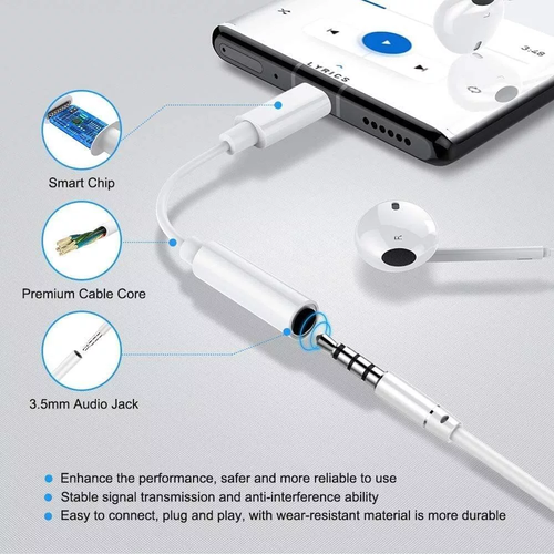 USB-C Type C to 3.5mm AUX Headphone Jack Adapter Lot For iPhone 16/Android Phone - Picture 3 of 19