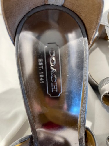 Coach Silver and Grey Leather Platform Sandals Size 8.5 - Picture 6 of 6