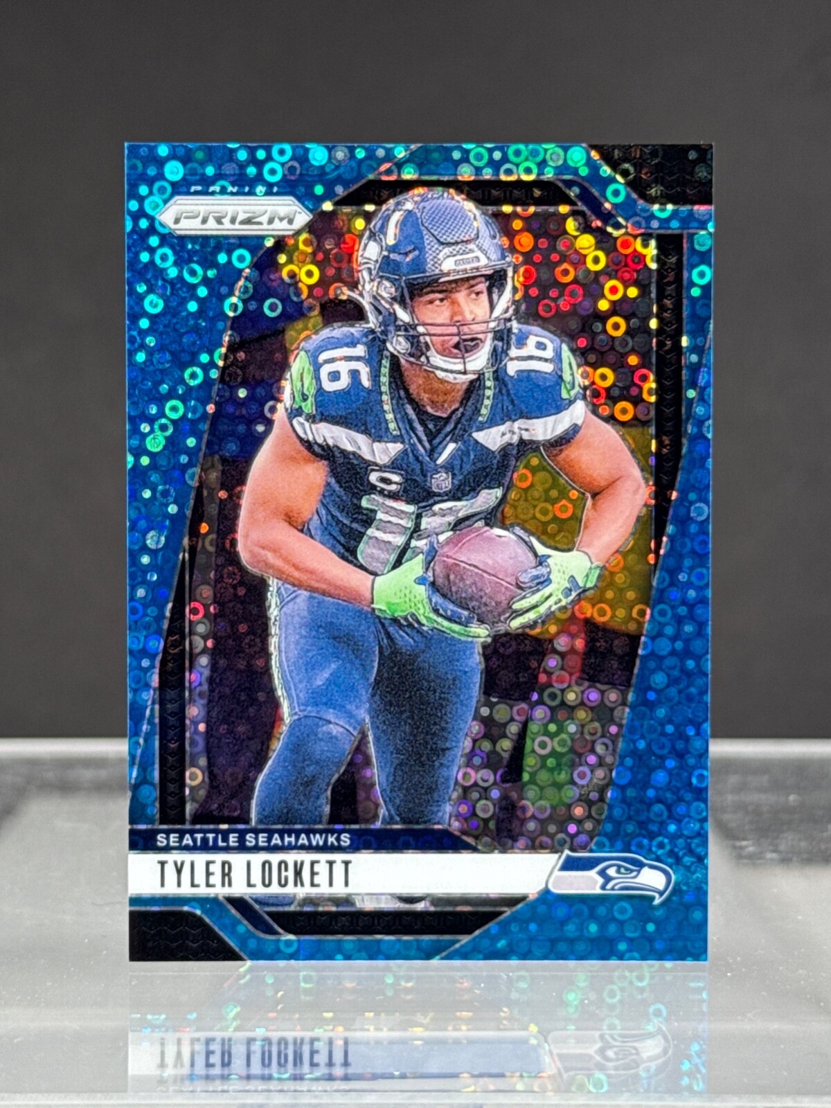 Tyler Lockett 2024 Panini Prizm No Huddle Blue Disco /99 #262 Seahawks