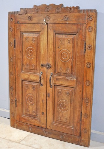 Antikes Wanddeko aus Holz großes Holzfenster mit Rahmen handgeschnitzt - Bild 2 von 6