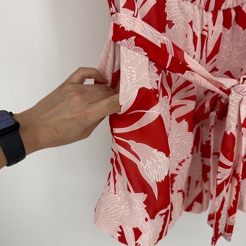 Club Monaco Zemphira Floral Print Wrap Romper Red Pink Size 0 - Picture 4 of 10