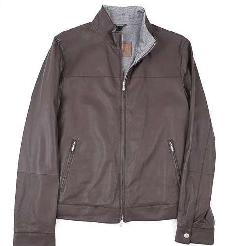 Enrico Mandelli Soft Satin Lamb Leather Jacket with Jersey Lining M (Eu 50) NWT - product listing photo