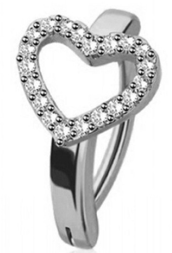 Belly Button Ring Navel gem CZ Heart Clicker - 第 1/1 張圖片