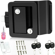 Black RV Paddle Entry Door Lock Latch Handle Knob Deadbolt Camper Unique Keys