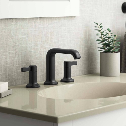 KOHLER Ashan 8 in. Widespread 2-Handle Bathroom Faucet in Matte Black - Picture 2 of 9