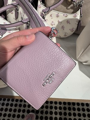 💜Coach Snap Wallet C2862 Lilac Purple/Silver Pebbled Leather w