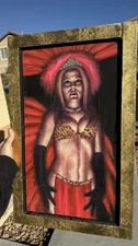 La Azteca 2008 Original Stacy Lande Painting 15 Inches By 24 Inches Femme Noir