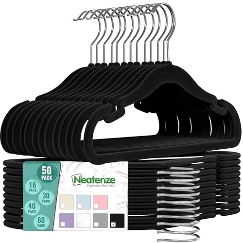 Velvet Kids Hangers Pack - Toddler Hangers with Notches, Heavy Duty 50 Black - Picture 3 of 7