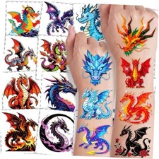 108 PCS Glitter Dragon Temporary Tattoos for Kids Teens