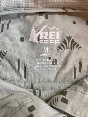 REI Co-op Damen Wandershirt M grau Print Langarm Outdoor Trail Gorpcore - Bild 3 von 9