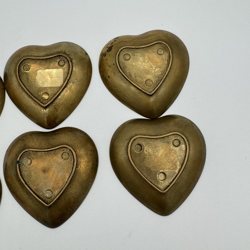 Lot of 6 VTG Solid Brass Heart Trinket Dishes 2.5” Jewelry Ring Holders Decor - Picture 10 of 12