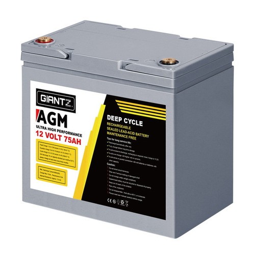 Deep Cycle Battery 12V 75Ah Box Portable Solar Caravan Camping - Picture 4 of 8