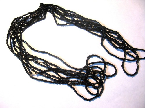 12' Tiny Black Bead Strung Strand