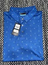 PGA Tour Polo Shirt Men XXL Blue Golf Clubs Ball Geometric Performance BNWT