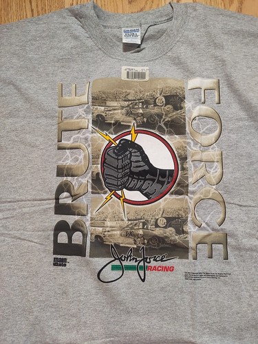 Vintage John Force Brute Racing Lightning Shirt Mens XL NEW Gray 2002 Maxx Trust - Picture 2 of 5