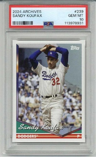 2024 TOPPS ARCHIVES #239 SANDY KOUFAX CARD LOS ANGELES DODGERS PSA 10 LOW POP - Picture 1 of 2