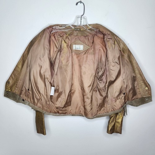 Giacca pelle vintage Tarazzia frange donna piccola oro western cropped concho - Foto 7 di 13