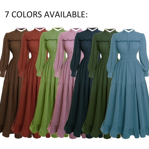 Victorian Dress for Women 1800s Long Sleeve Edwardian Dress Medieval Renaissa... - Picture 6 of 6