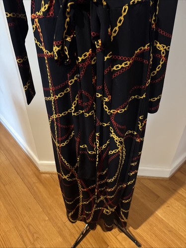 Ashro Kleid schwarz rot gold Ketten Wickeloptik Langarm Übergröße 20 W Freizeit - Bild 7 von 21