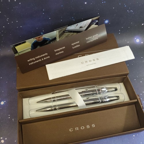 VTG MCCS Cross Ball Point Pen & Pencil Set Chrome USMC New In Box Black - Picture 6 of 8