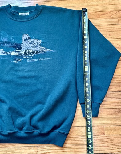 Vintage 90's Large Loon Habitat Maine Nature Graphic Print Sweatshirt - Bild 7 von 7