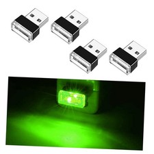 4 PCS USB LED Car Interior Atmosphere Lamp, Portable Mini LED Night Green