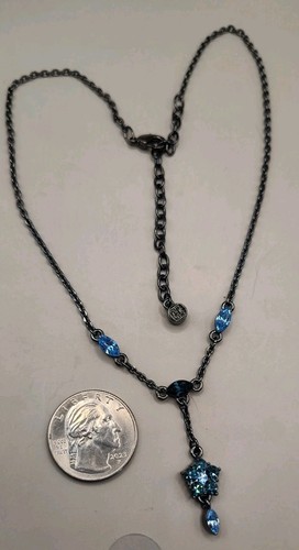 Givenchy signiert blaue Blume Strass Kristall Halskette und Armband Schmuck Set - Bild 4 von 16