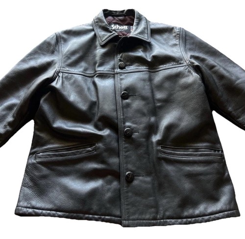 Vintage Schott NYC Leather Jacket Mens Sz 40 /Large Black Pebbled Made in USA
