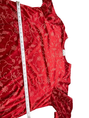 Main Street Classics Red Velvet Floral Long Sleeve Maxi Dress Holiday 3X VTG 90s - Picture 10 of 13