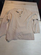 Anrabess Sweater Button Collar Small Light Beige Tan Colored