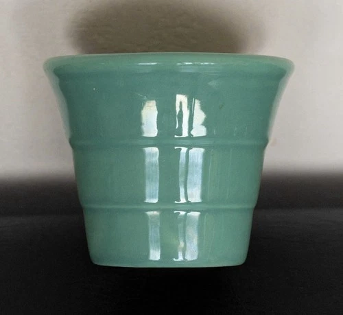 4’” Vintage Aqua Blue Bauer Ringware Vase or Small Plant Pot