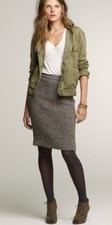 J.Crew Brown/ Gray Metallic Wool Tweed Pencil Skirt 53734 Carrier sz 10